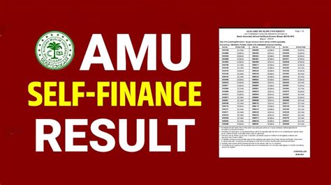 Amu Self Finance Result Updates Amu Class Th Admission