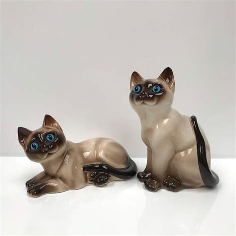 Vintage Siamese Cat Figurines Etsy