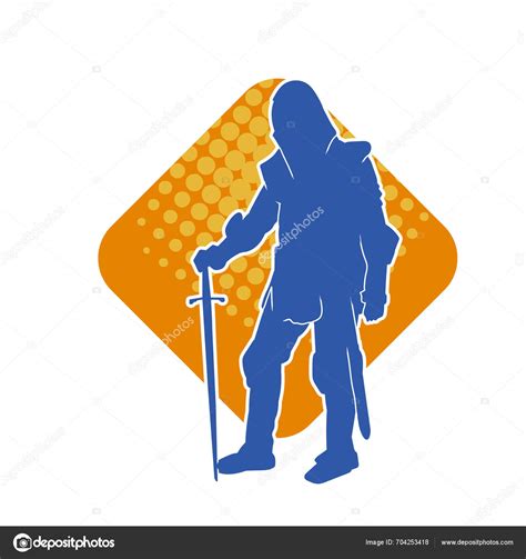 Image Vectorielle Silhouette D Un Guerrier Masculin Portant Costume D