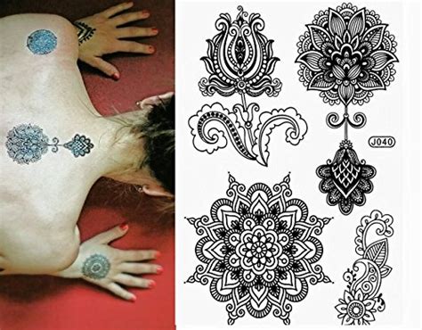 Pinkiou Henna Tattoo Stickers Lace Mehndi Temporary Tattoos For