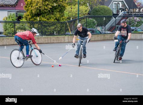 Bicycle Polo Match Grandview Park Vancouverbritish Columbia Canada