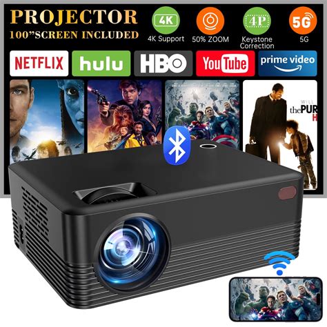 WiFi & Bluetooth Compact Mini Movie Projector, 2024 Upgrade, 1080P ...