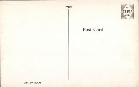 Girl In Bikini On Rocks In Front Of Ocean Risque Nude Postcard