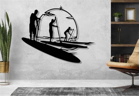 Canoe Svg Dxf Files Laser Cut File Surf Surfing Sea Scene Etsy