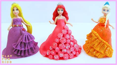 Diy How Make Super Play Doh Princess Dresses Rapunzel Elsa Ariel