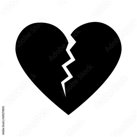 Broken Cartoon Heart Icon Image Vector Illustration Design Black And