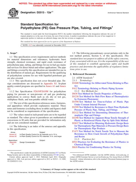 ASTM D2513 12ae1 Standard Specification For Polyethylene PE Gas