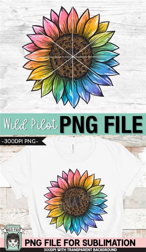 Rainbow Sunflower Sublimation Design Png Rainbow Sunflower Etsy