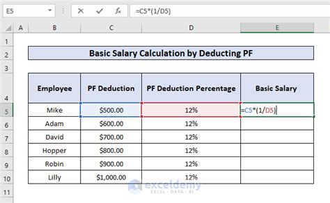 How To Calculate Basic Salary In Excel 3 Methods Exceldemy