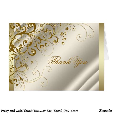 Ivory And Gold Thank You Cards Gold Wedding Anniversary Wedding Anniversary Invitations