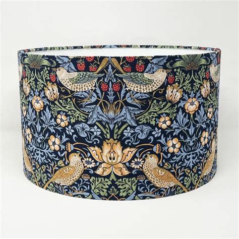 Indigo Strawberry Thief Drum Lampshade William Morris Design Fait Par Moi