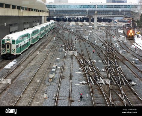 Railway Tracks Leading To Toronto Union Station From The Cn Tower Stock