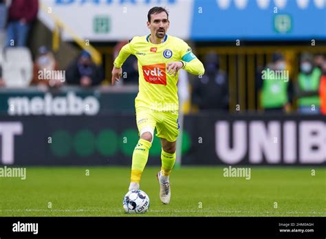 Bruges Belgium February Sven Kums Of Kaa Gent Dribbles With The