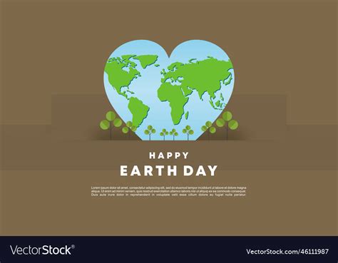 Earth Day Banner Poster With Globe And Plants Vector Image