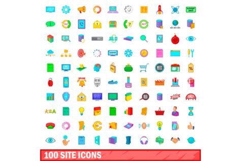 100 Site Icons Set Cartoon Style Graphic By Ylivdesign · Creative Fabrica