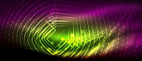 Neon Glowing Wave Energy Motion Background Shiny Light Whirl