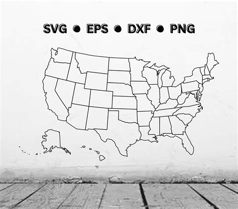 Usa Map Outline Svg America Svg United States Vector File Png Dxf Eps Digital Download Etsy