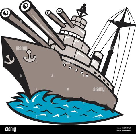 Ilustración de un buque de guerra acorazado barco barco con grandes