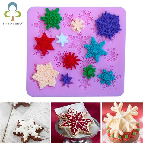 2018 New Snowflake Silicone Cookie Mold 3d Sugarcraft Chocolate Pudding Mould Diy Fondant Cake