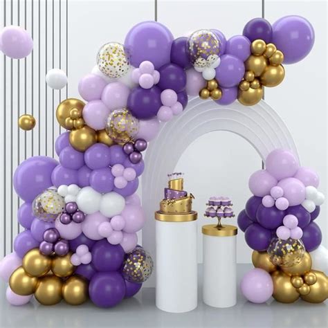 Kit Arche De Ballons Violet Pcs Guirlande De Ballon Violet Or Avec