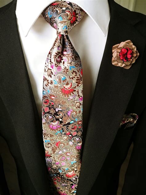 Floral Silk Tie Set And Pocket Square Silk Ties Mens Floral Tie Tie Set