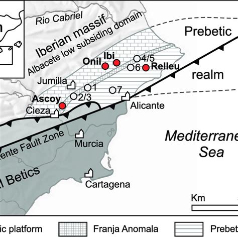 Location Map Of The Eastern Betic Cordillera Including The Main