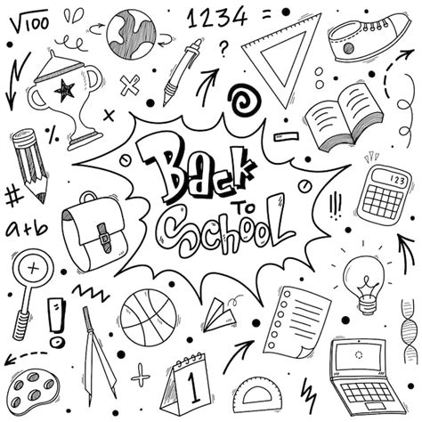 Premium Vector Back To School Doodle Seamless Pattern Hand Drawn