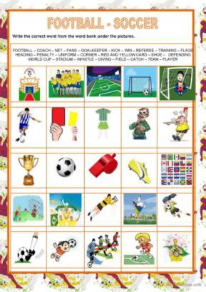 Free Football Vocabulary Worksheets ESL Vault