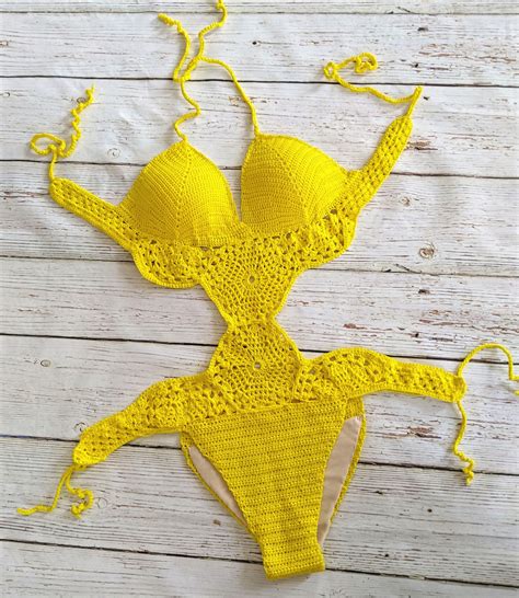 Handmade Crocheted Bikini Soft Cotton Yarn One Piece Bikini Hot Sex