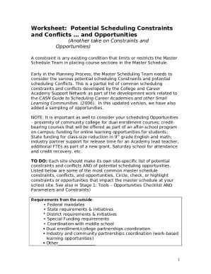 Worksheet Potential Scheduling Constraints And Conflicts Doc Template