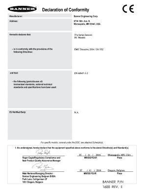 Fillable Online Declaration Of Conformity Declaration Of Conformity
