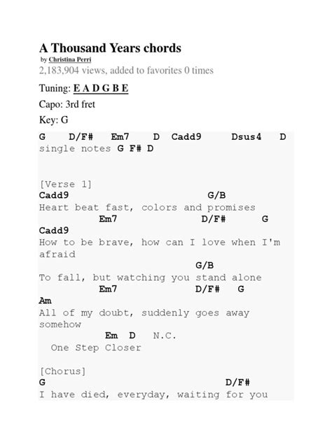 Thousands Years Guitar Chords