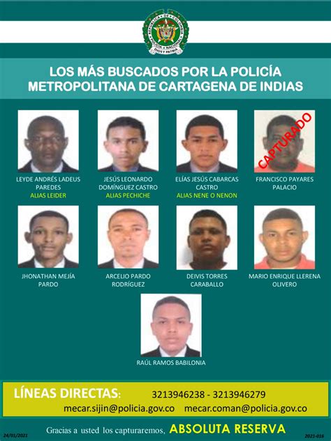 Policía Revela El Cartel De Los Más Buscados En Cartagena Eso Va Noticias