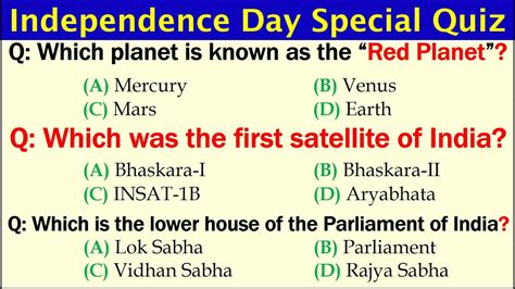 General Knowledge Questions And Answers Independence Day And Republic