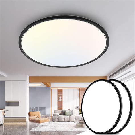 Slochi 15 8 Inch 2 Pack Flush Mount LED Ceiling Light Black 36W Ultra