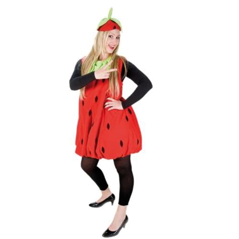 Erdbeer Kostüm Kleid Erdbeere rot für Damen Gr S L Frucht Obst