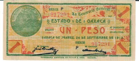 Mexiko Oaxaca 1 Peso 1915 Banknote Geldscheine II MA Shops