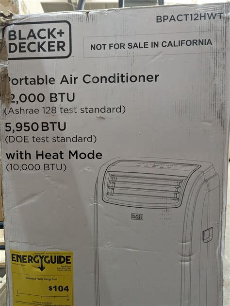 Black Decker Bpact12hwt 12000 Btu Portable Air Conditioner 819813014186