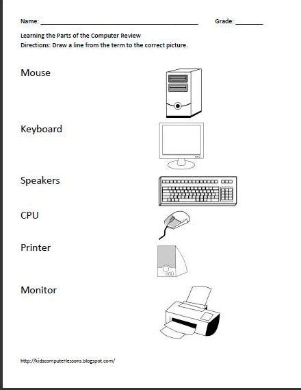 Parts Of A Desktop Pc Screen Identification Worksheets Answe