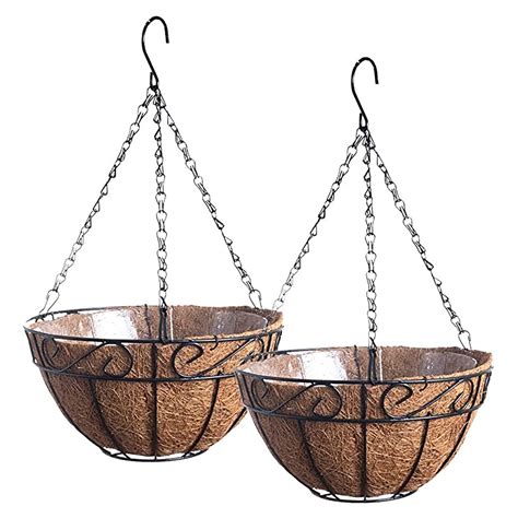 Luxcidy Metal Hanging Planter Basket With Coconut Coir Liner Coconut Coir Liner With Black