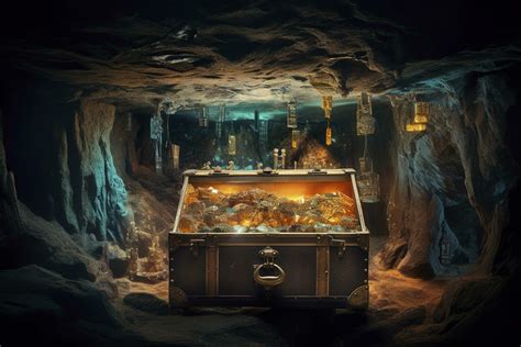 Illustration Of Pirates Treasure Chest In Cave 24444144 Stock Photo At