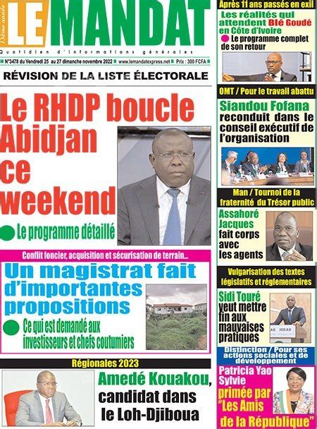 Titrologie Novembre Revue De La Presse Ivoirienne La C Te D