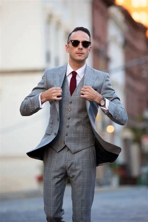 Mens Slim Fit Two Button Pcs Suits Plaids Check Groom Wedding Dress