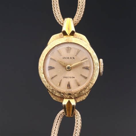 Rolex Precision 18k Gold Stem Wind Wristwatch Circa 1950 Ebth