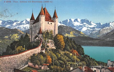 Thun Schloss Mit Bl Emlisalp Ansichtskarten Shop Ak Fundus