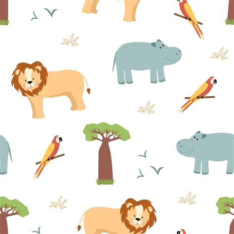 Premium Vector | Seamless pattern african animals wallpaper for kids ...