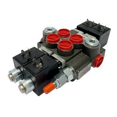 2 Spool Solenoid 12V DC Hydraulic Control Valve Double Acting 13 GPM ...