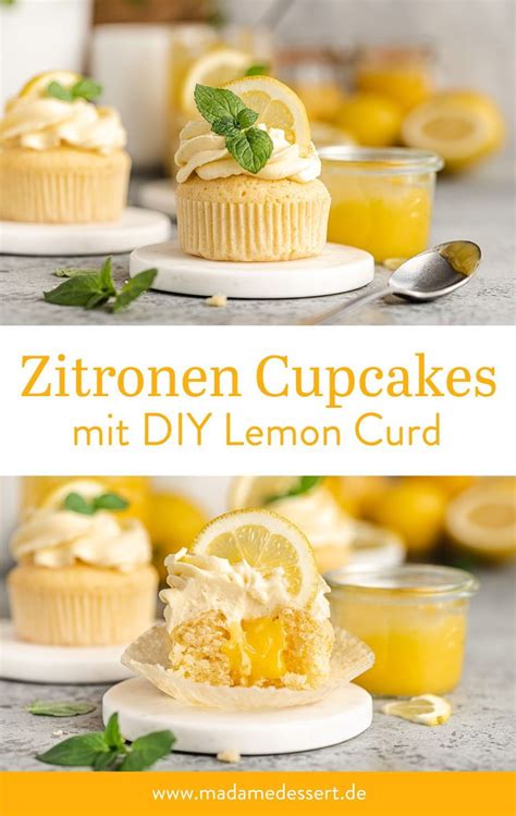 Zitronen Cupcakes mit Lemon Curd Frischkäse Frosting Rezept