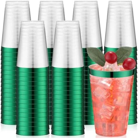 Amazon Zubebe 100 Pcs 14 Oz Rimmed Plastic Cups Clear Disposable