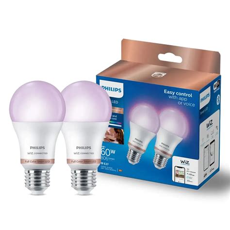 Kit De 2 Ampolletas Inteligentes Philips LED A60 E27 60W Luz